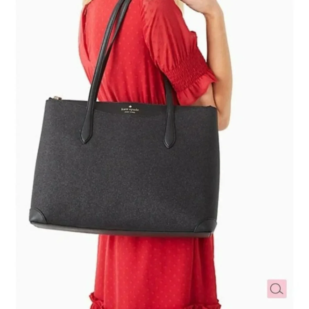 Kate spade shimmy glitter tote shoulder bag black new - Picture 11 of 11